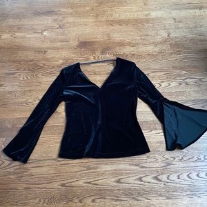 Bailey 44 velvet style blouse with flared sleeve